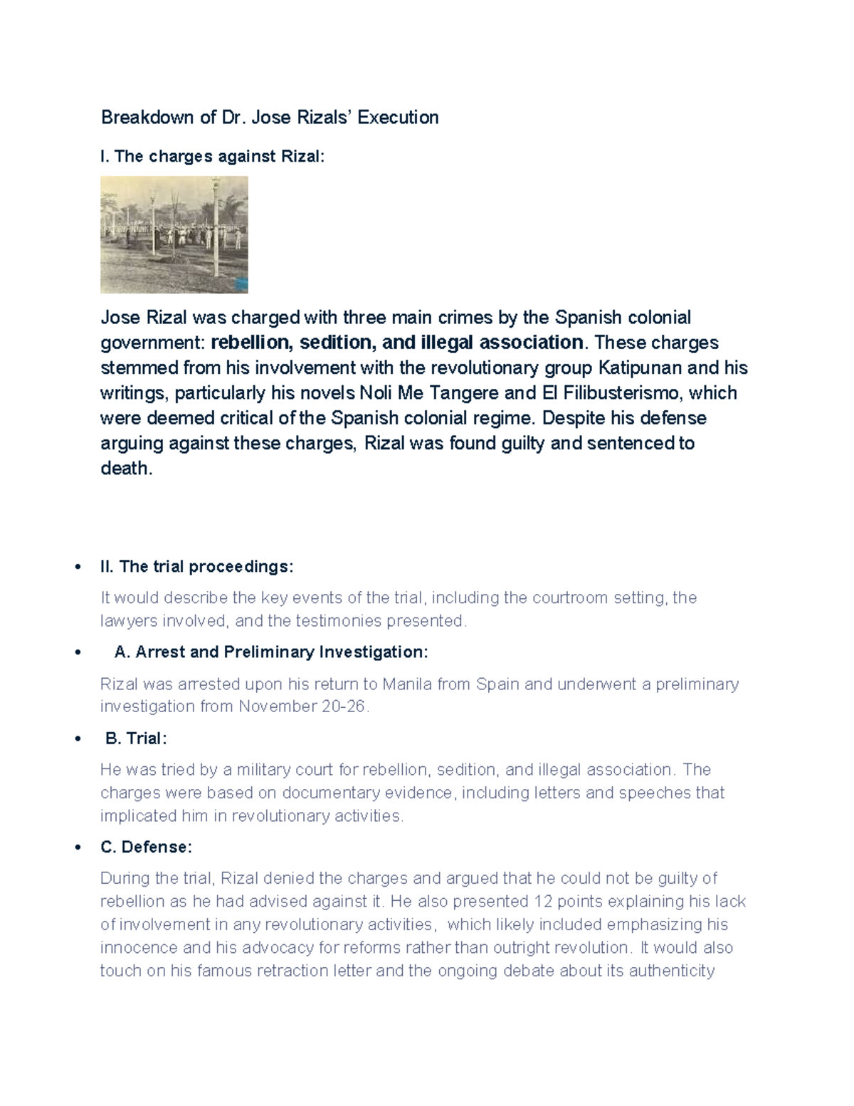 Rizal's Trial and Charges: A Breakdown of His Execution - Studocu