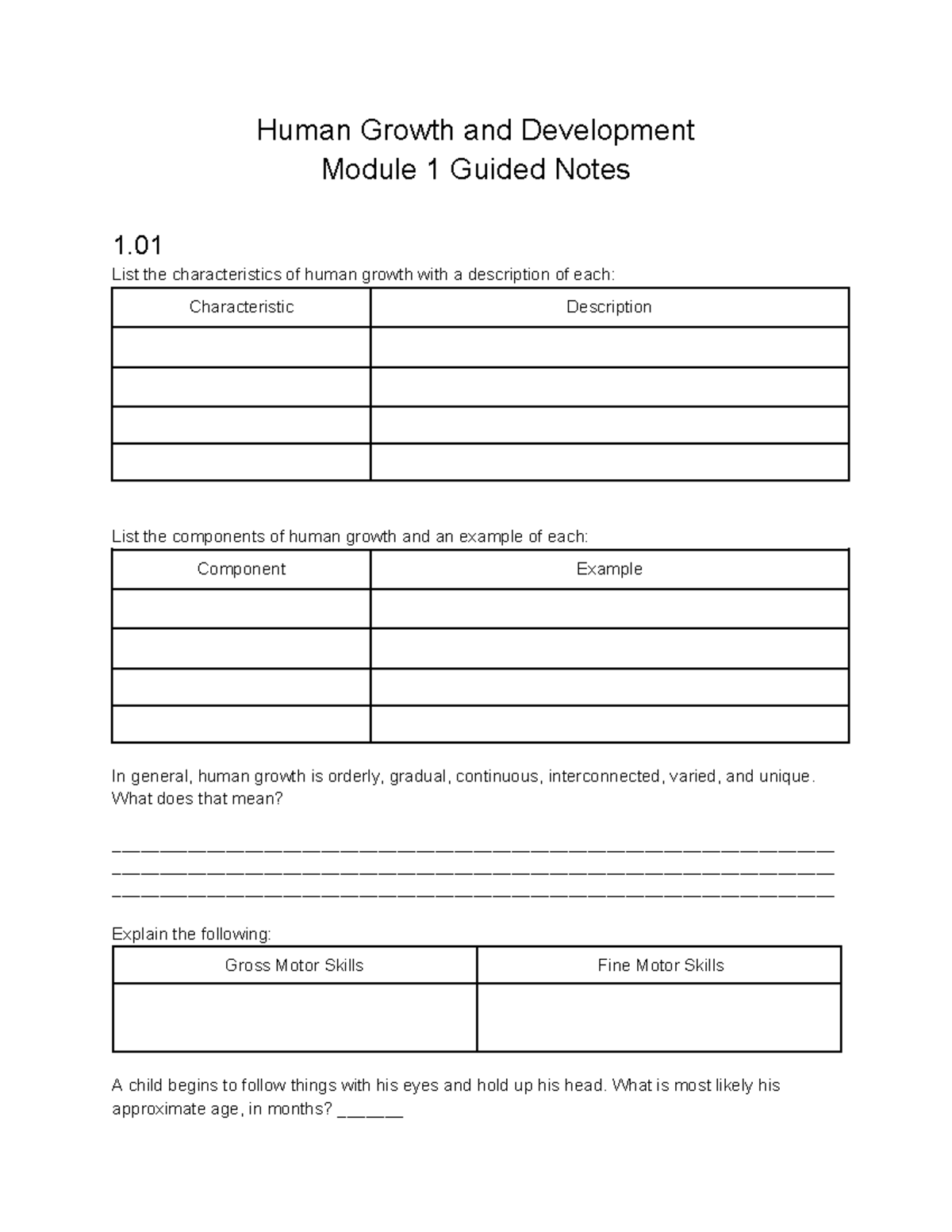 Module 1 Guided Notes: Understanding Human Growth and Development - Studocu