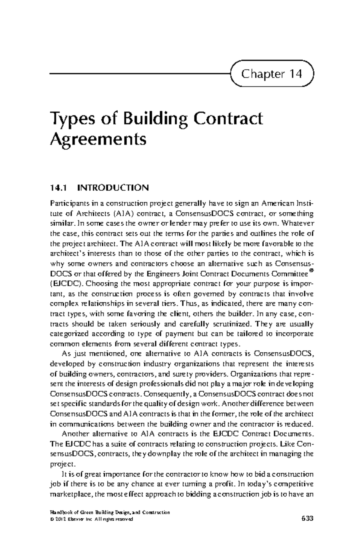 3-s2 - eee - Chapter 14 Types of Building Contract Agreements 14 ...