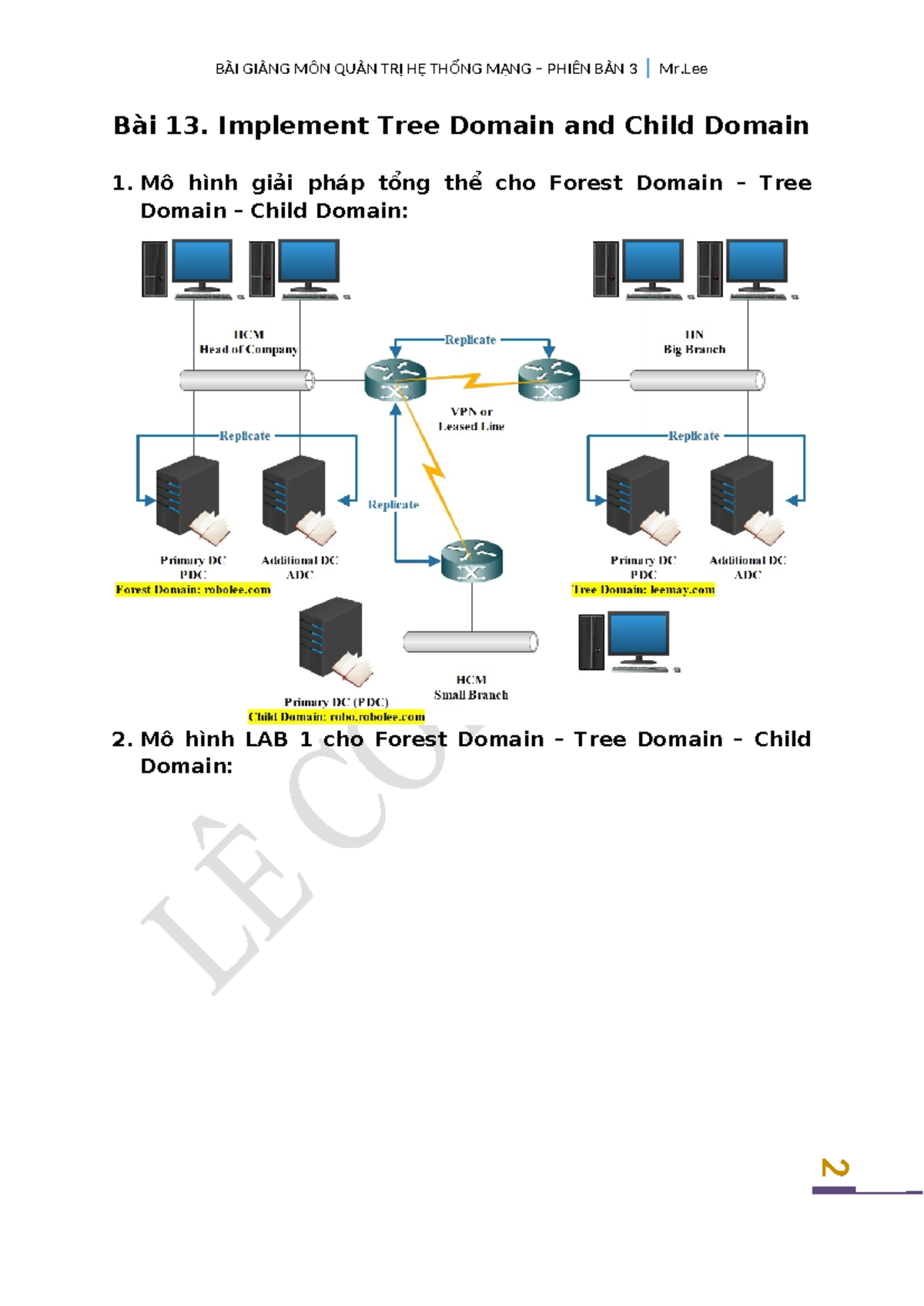 BÀI GIẢNG MÔN MQHE 219T246: Triển Khai Tree Domain và Child Domain ...