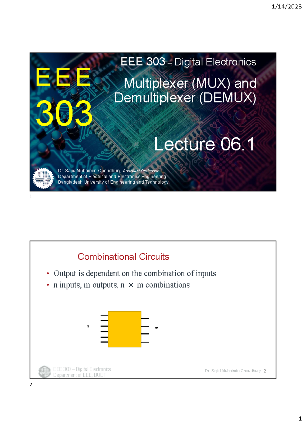EEE303-Week06: Mux, Demux, Encoder & Decoder Overview - Studocu