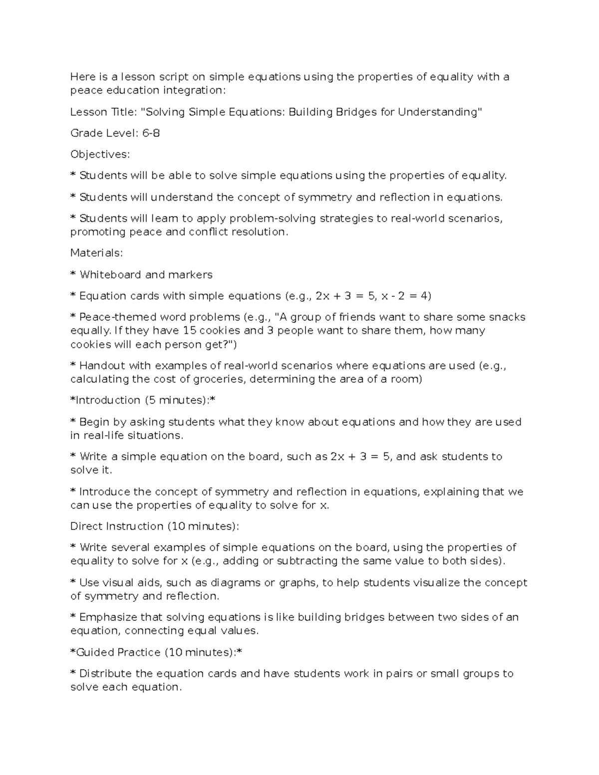 References for catch up friday - Here is a lesson script on simple ...
