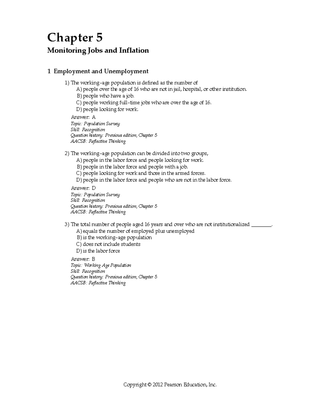 Test Bank 21 - ... - Chapter 5 Monitoring Jobs and Inflation 1 ...