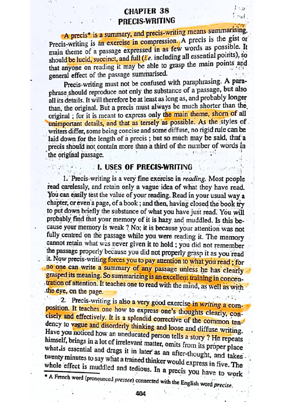 Effective Precise Writing: Key Short Notes for 20220725120412 - Studocu