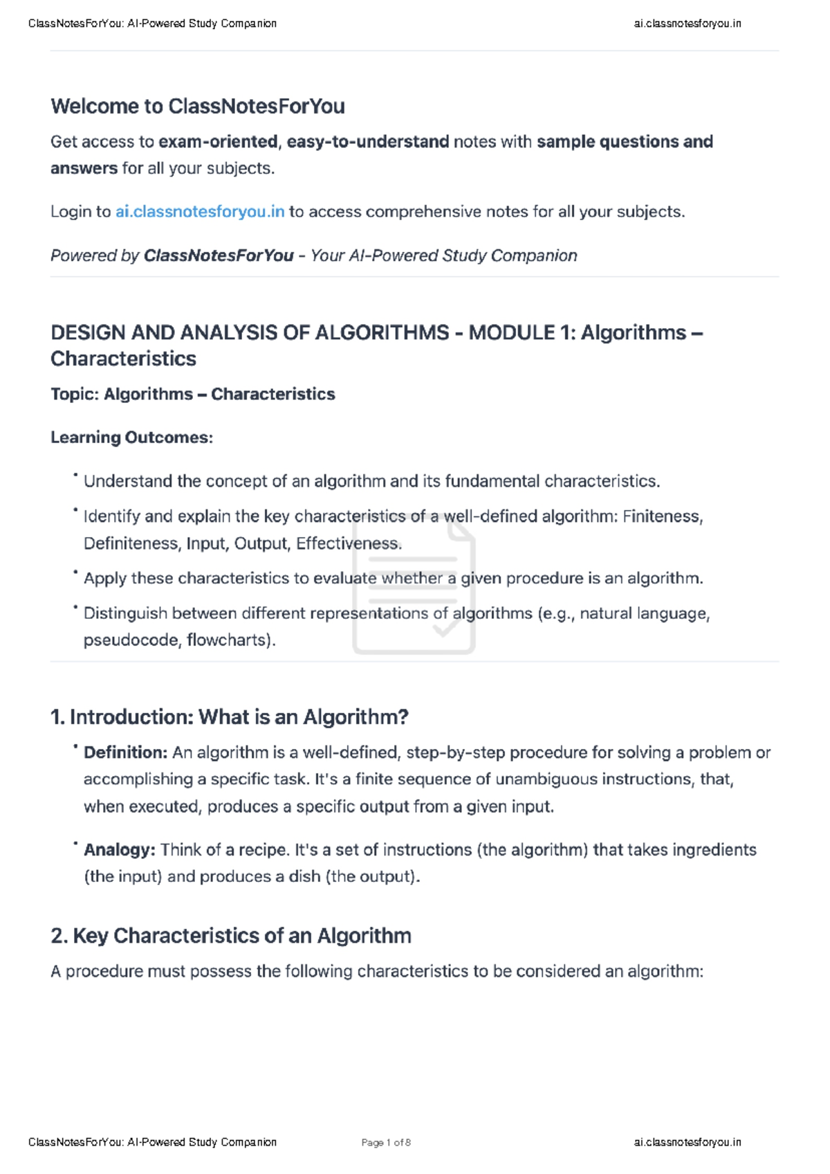 Algorithms – Characteristics-notes - Algorithm Analysis and Design ...