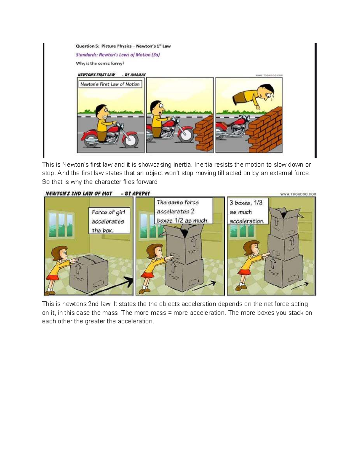 Newton's Laws Of Motion Comic