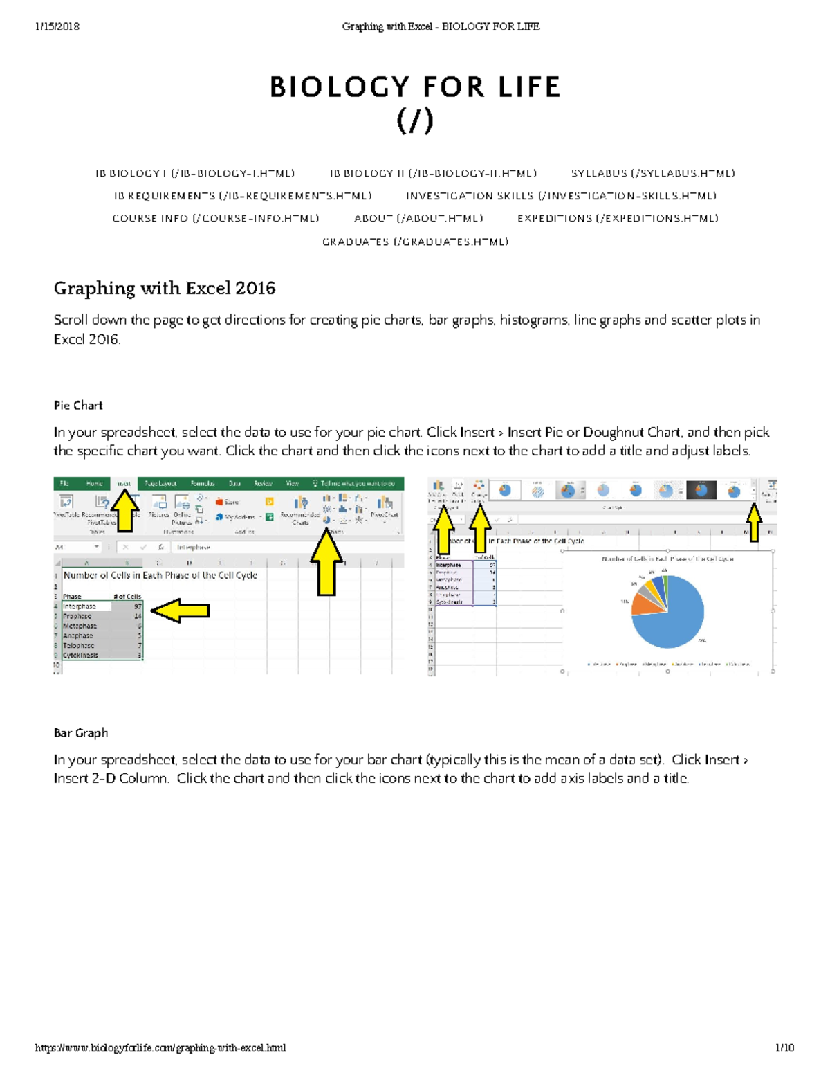 Graphing Techniques in Excel 2016 for IB Biology I & II - Studocu