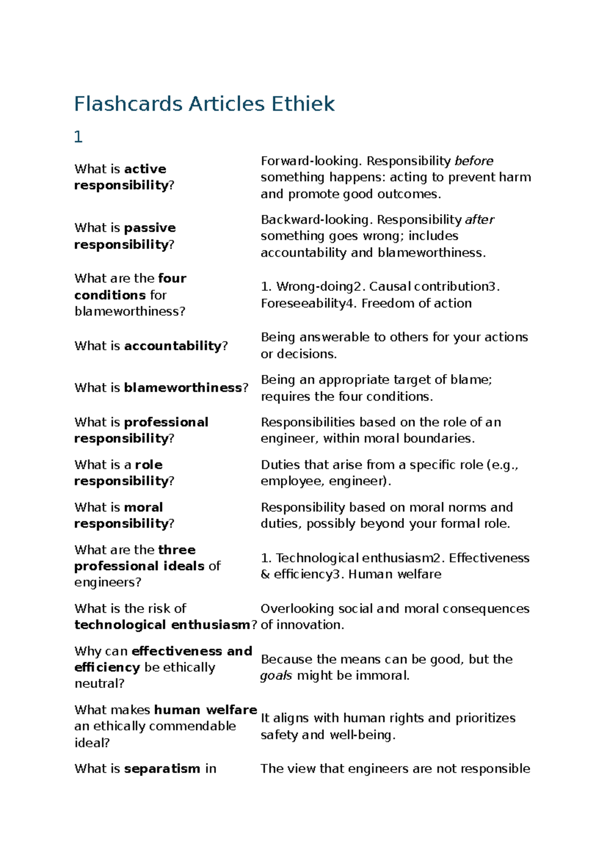 Ethiek Flashcards: Exploring Responsibility & Accountability Concepts ...