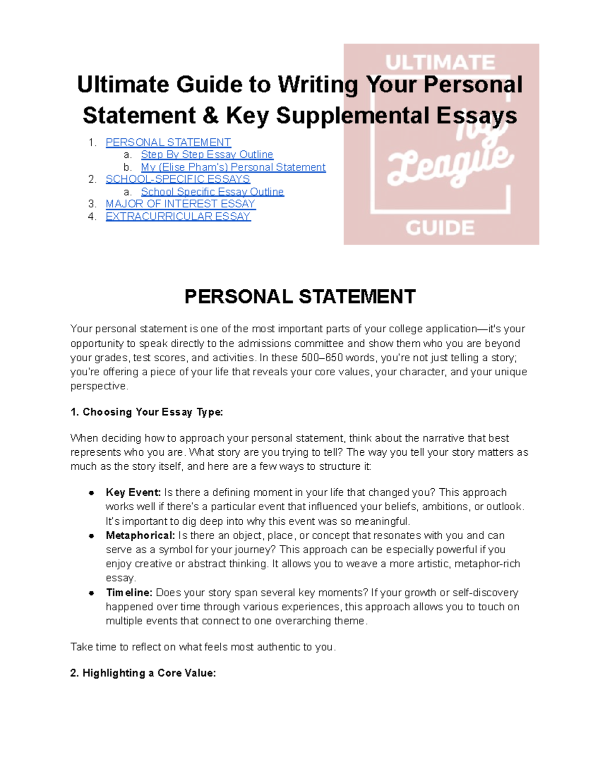 Personal Statement & Supplemental Essay Guide: Strategies for Success ...