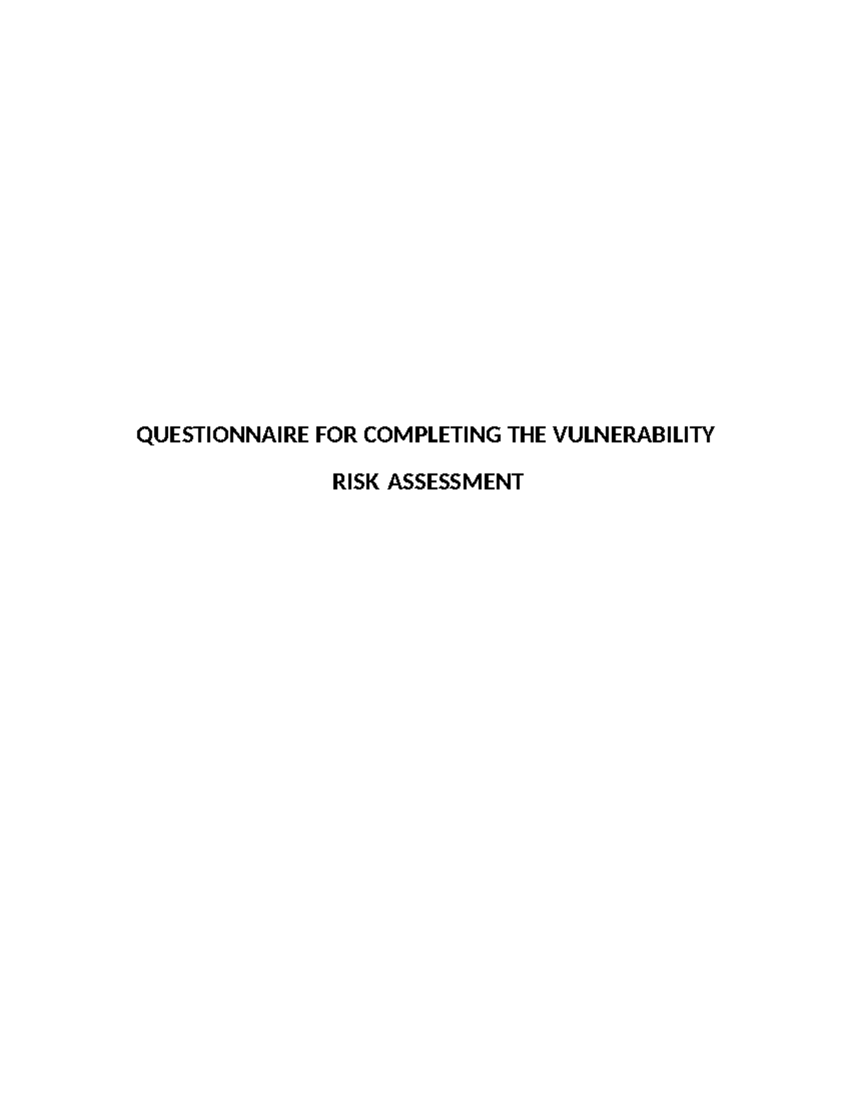 Vulnerability Risk Assessment Questionnaire: Criteria & Scoring Guide ...