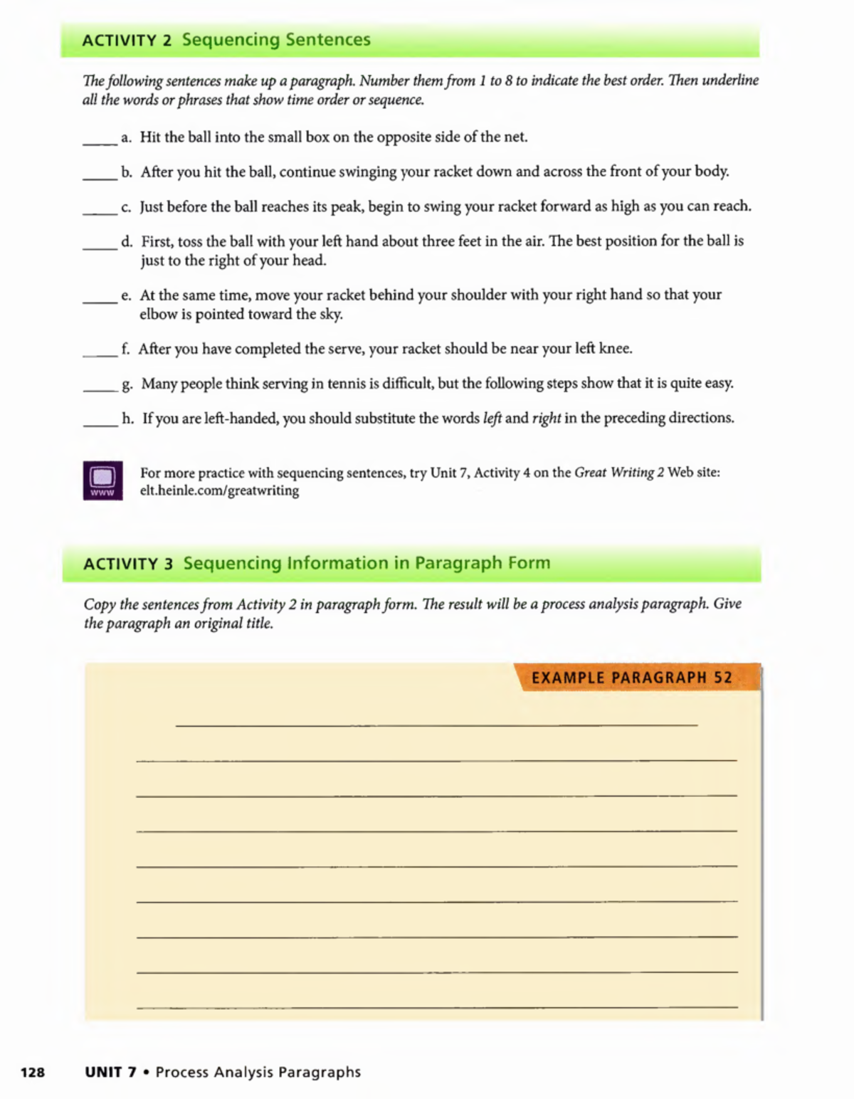ACTIVITY 2 & 3: Sequencing Sentences & Process Analysis Exercise - Studocu