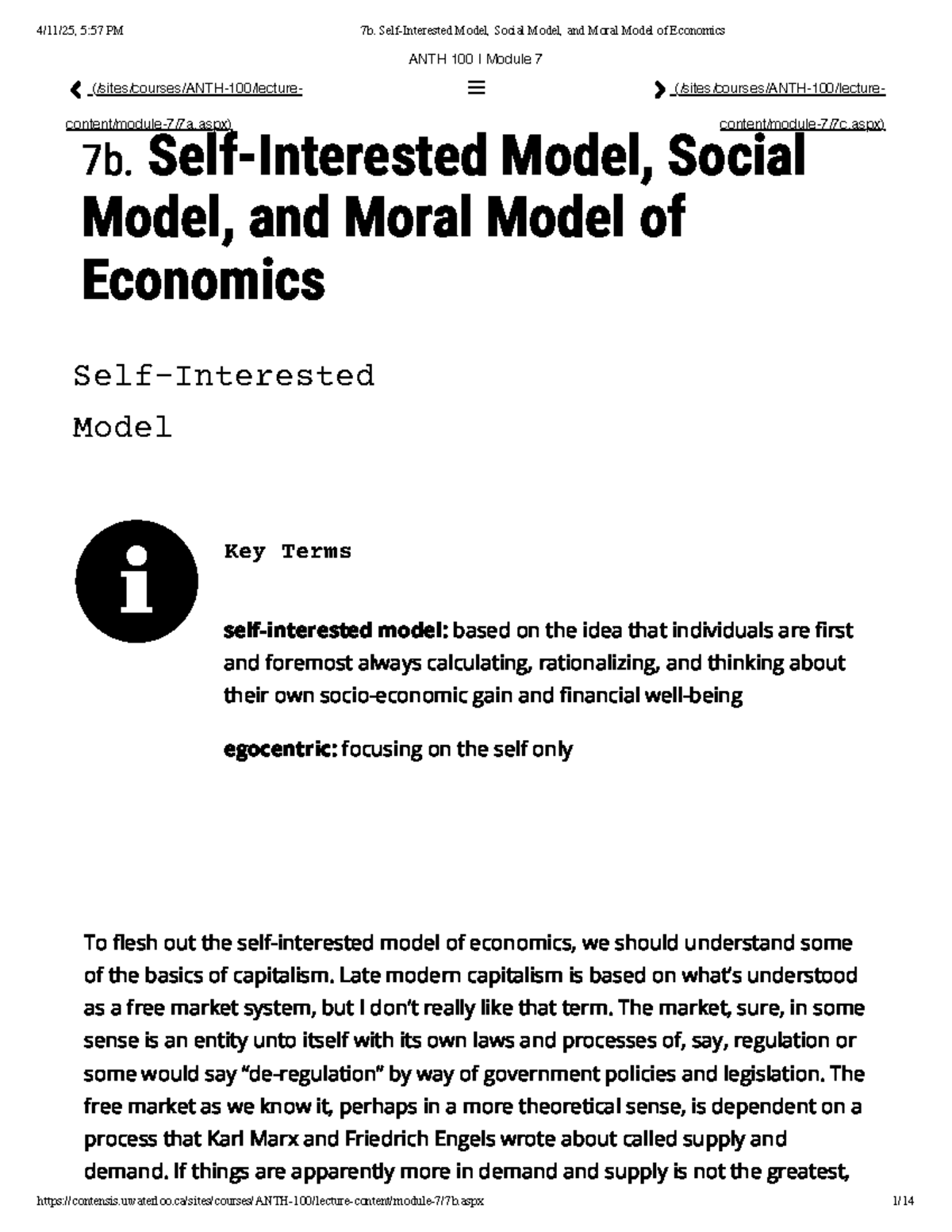 ANTH 100 | Module 7: Models of Economics - Self-Interest, Social ...