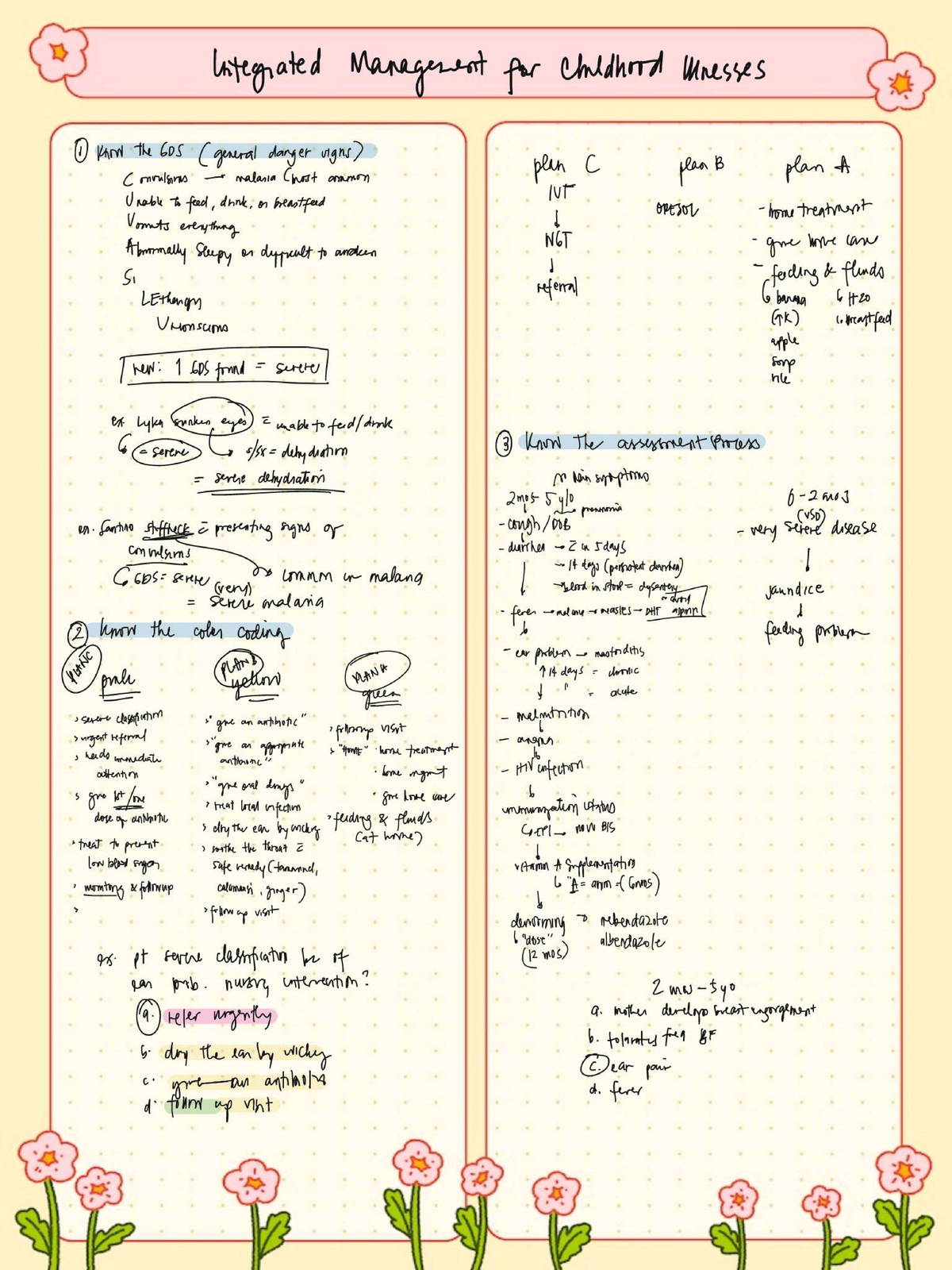 IMCI 605 - Handwritten Notes on Integrated Management of Childhood ...