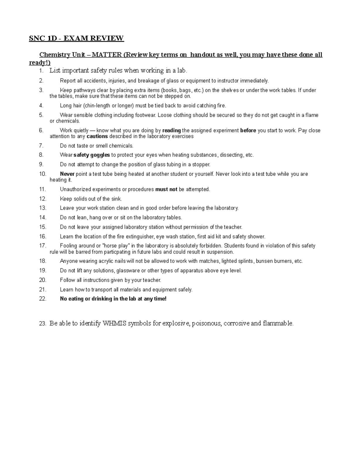 Grade 9 SNC 1D Science Exam Review: Matter, Ecosystems & Circuits - Studocu