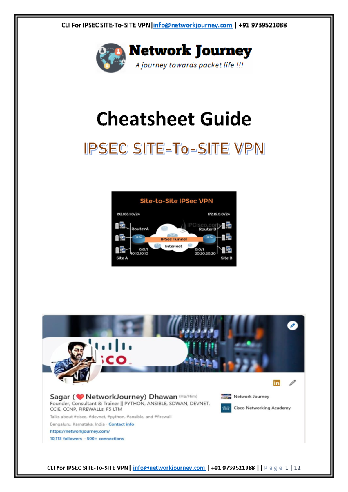 IPSEC SITE-TO-SITE VPN Configuration Commands Cheat Sheet - Studocu