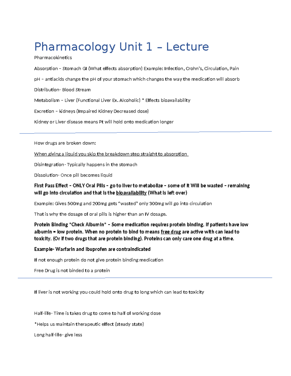 Pharmacology Exam 1 - Comprehensive Study Guide and Review Notes - Studocu