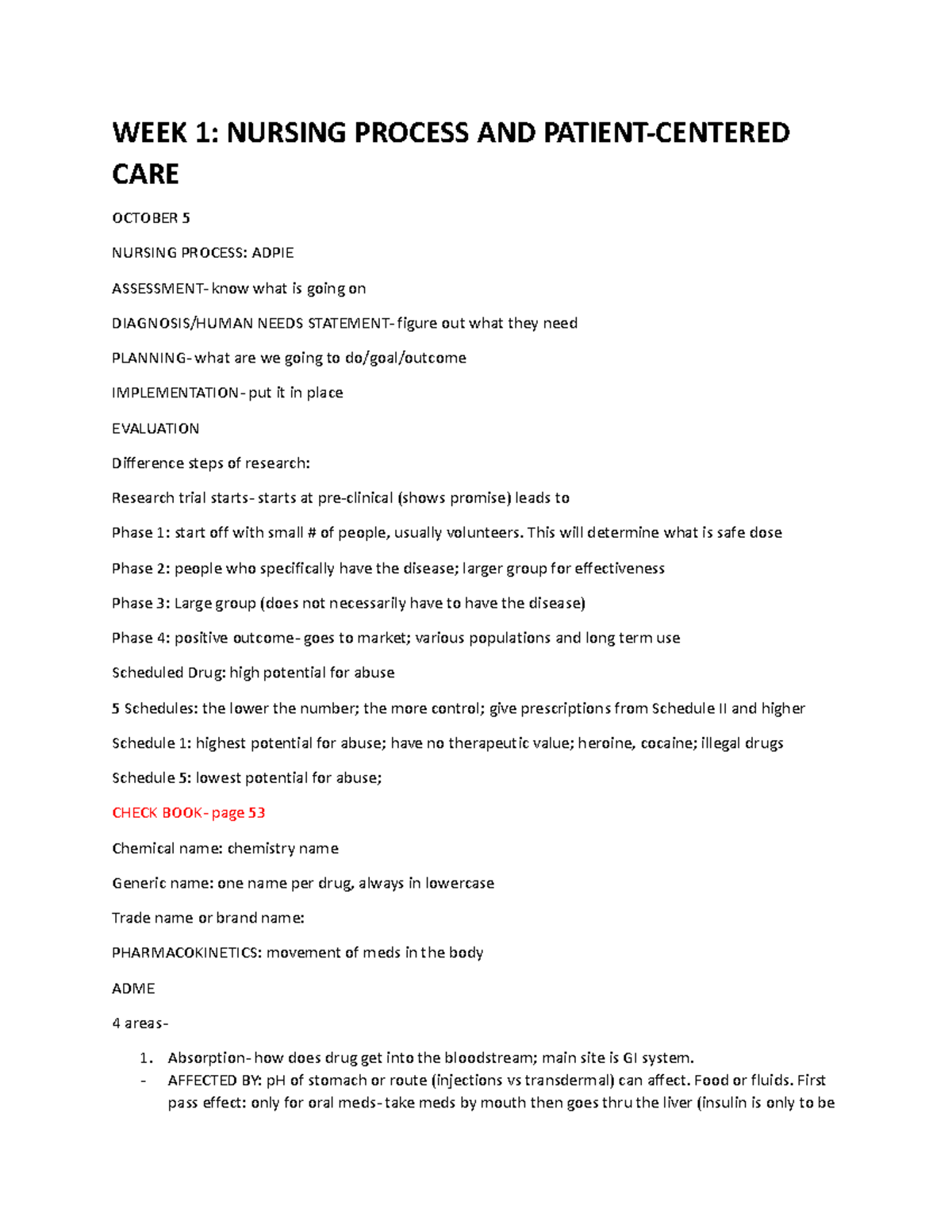 Pharm 1 Final Exam Study Guide - Nursing Process & Medications - Studocu