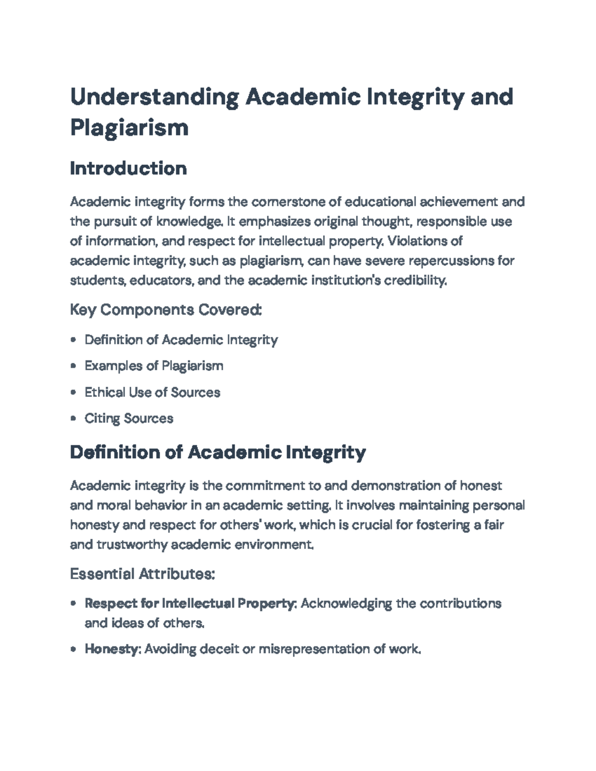 Academic Integrity and Plagiarism: Understanding Ethical Practices ...