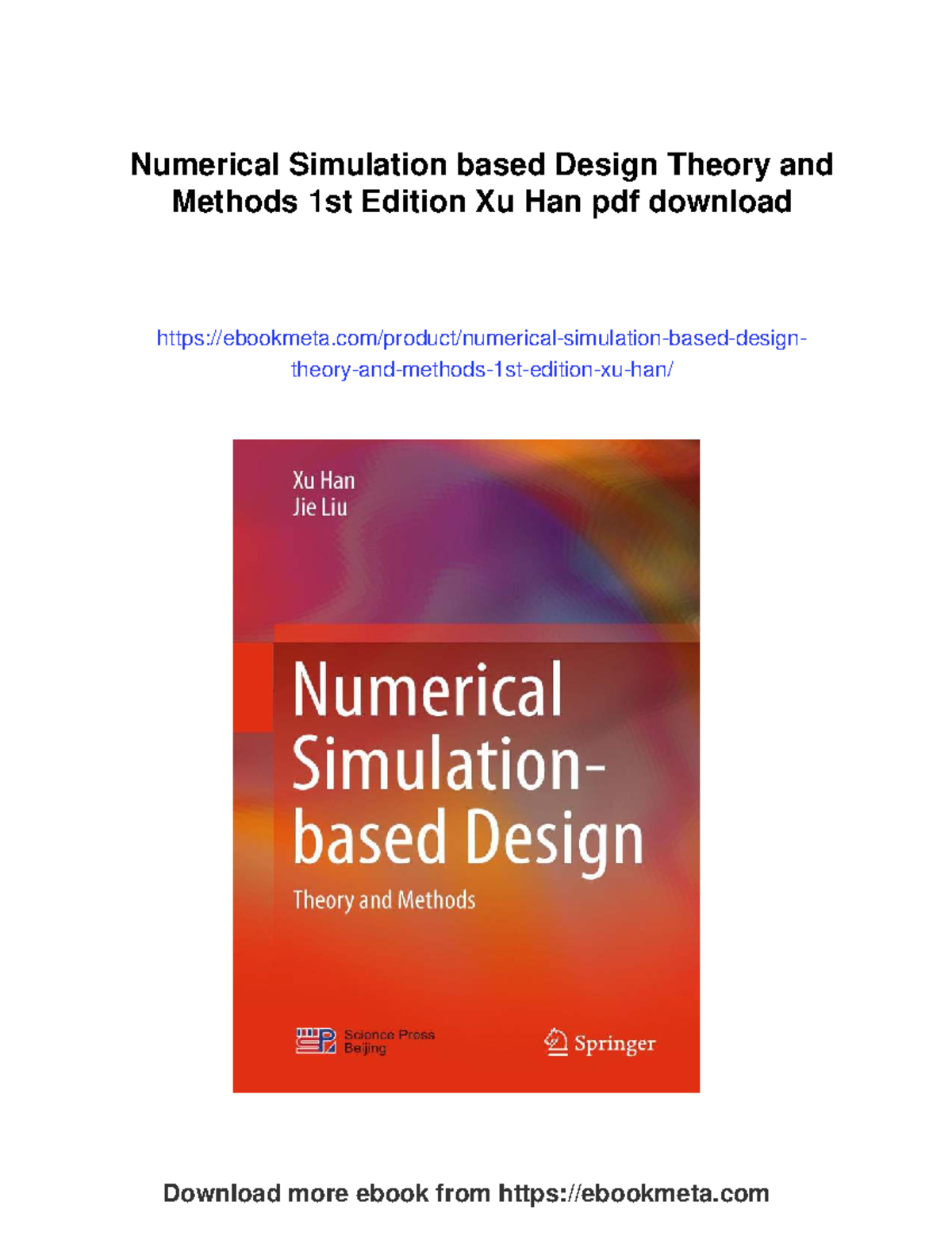 Numerical Simulation Design Theory & Methods - Xu Han 1st Edition PDF ...