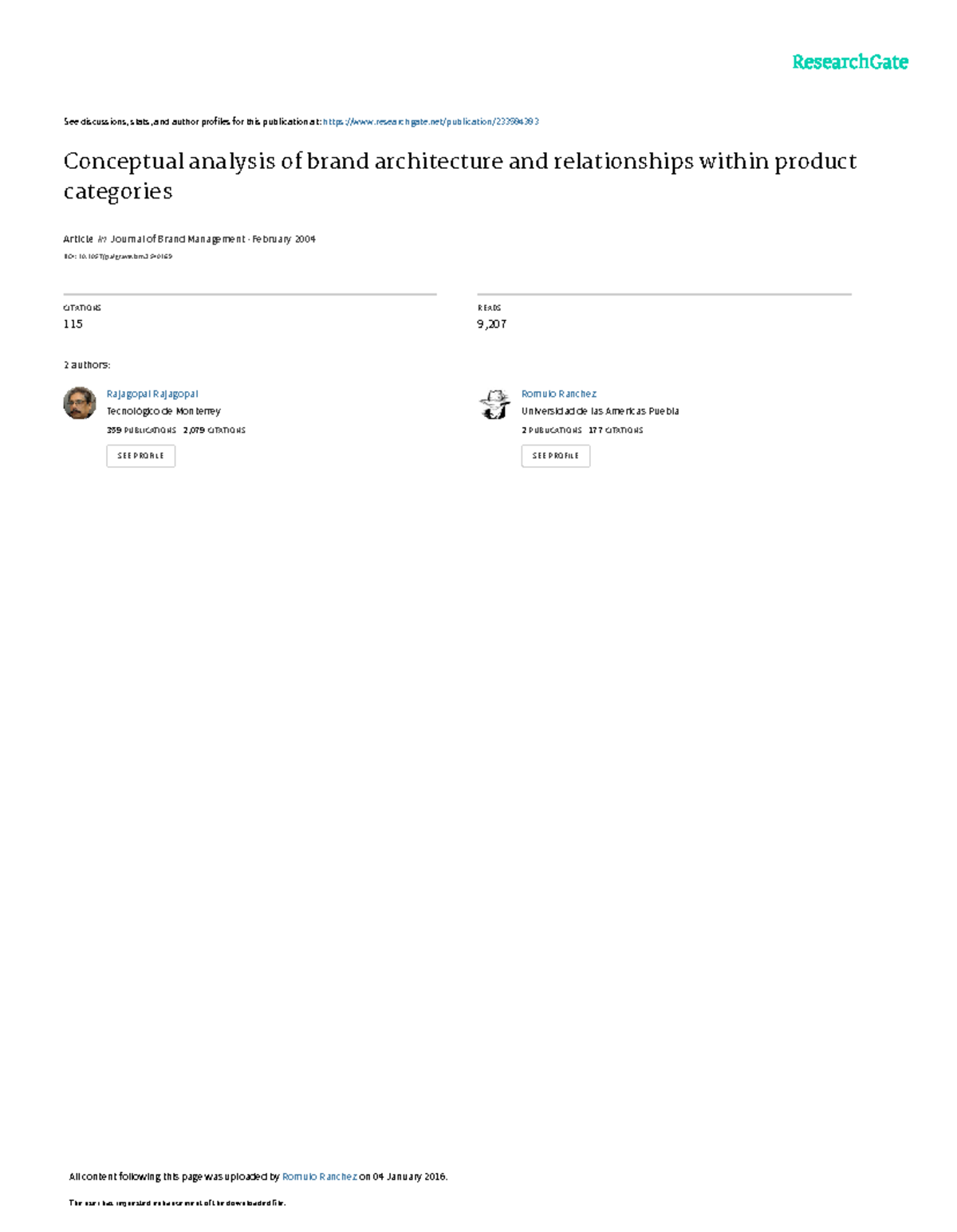 Conceptual Analysis of Brand Architecture in Product Categories (BM 11 ...