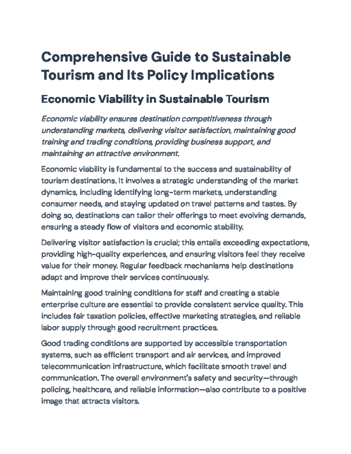 Comprehensive Guide to Sustainable Tourism Practices & Policies (ST 101 ...