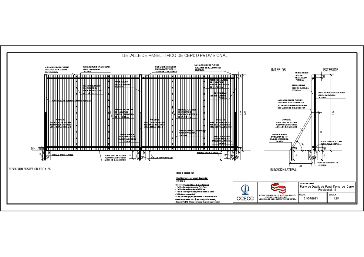 Plano de Detalle de Cerco Provisional Metálico - II - Document Preview