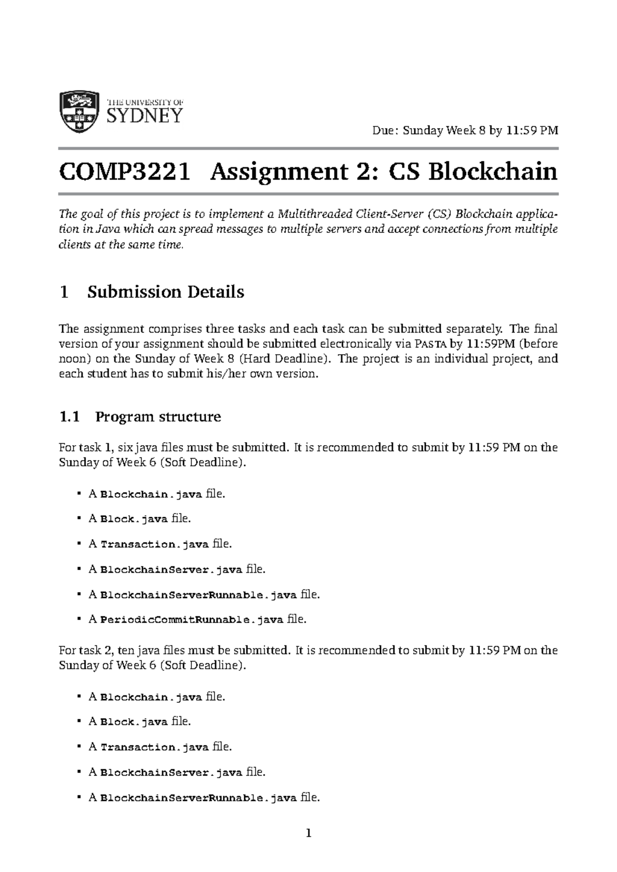COMP3221 Assignment 2: CS Blockchain Implementation Guide - Studocu