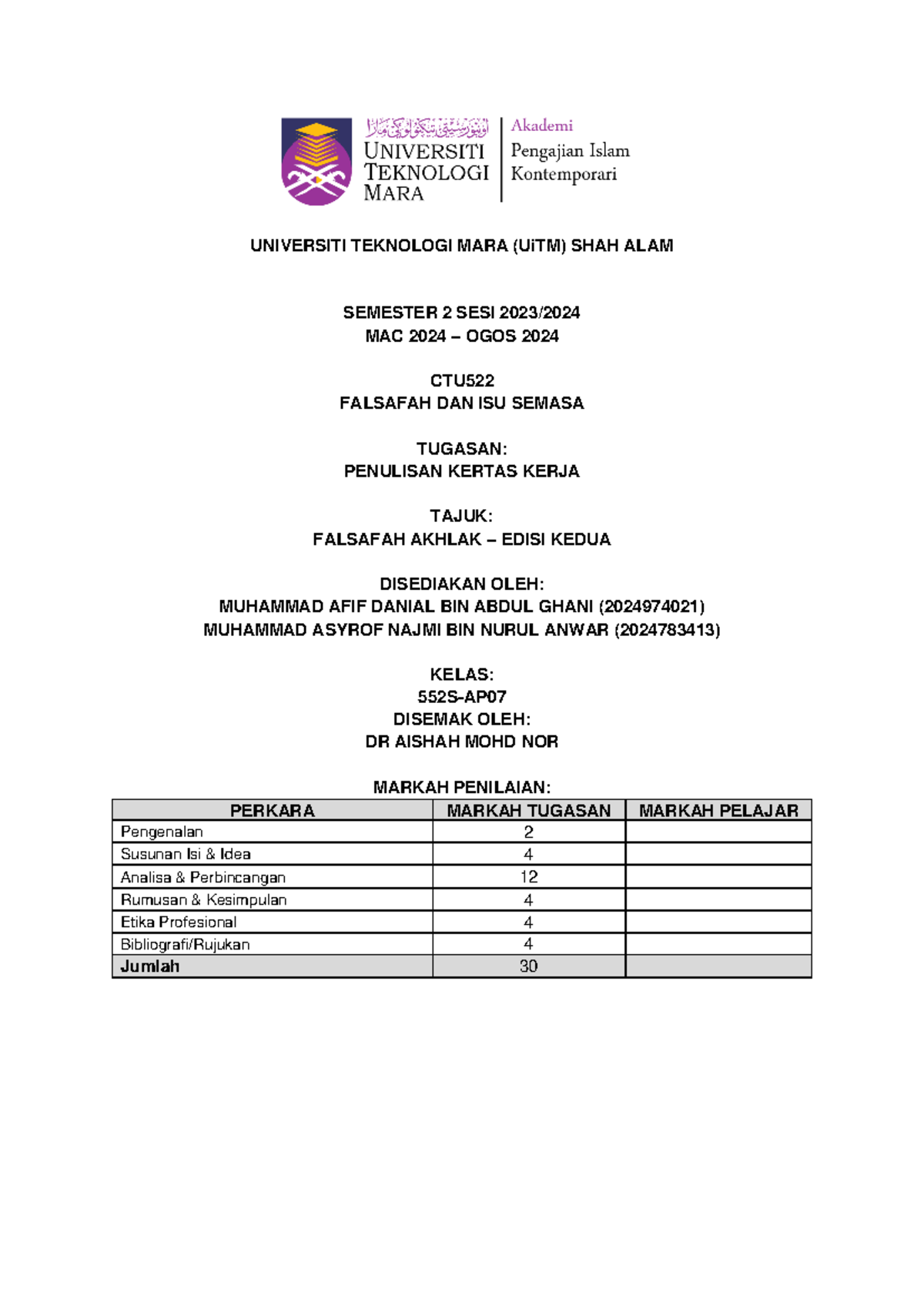 Article Review - UNIVERSITI TEKNOLOGI MARA (UiTM) SHAH ALAM SEMESTER 2 ...