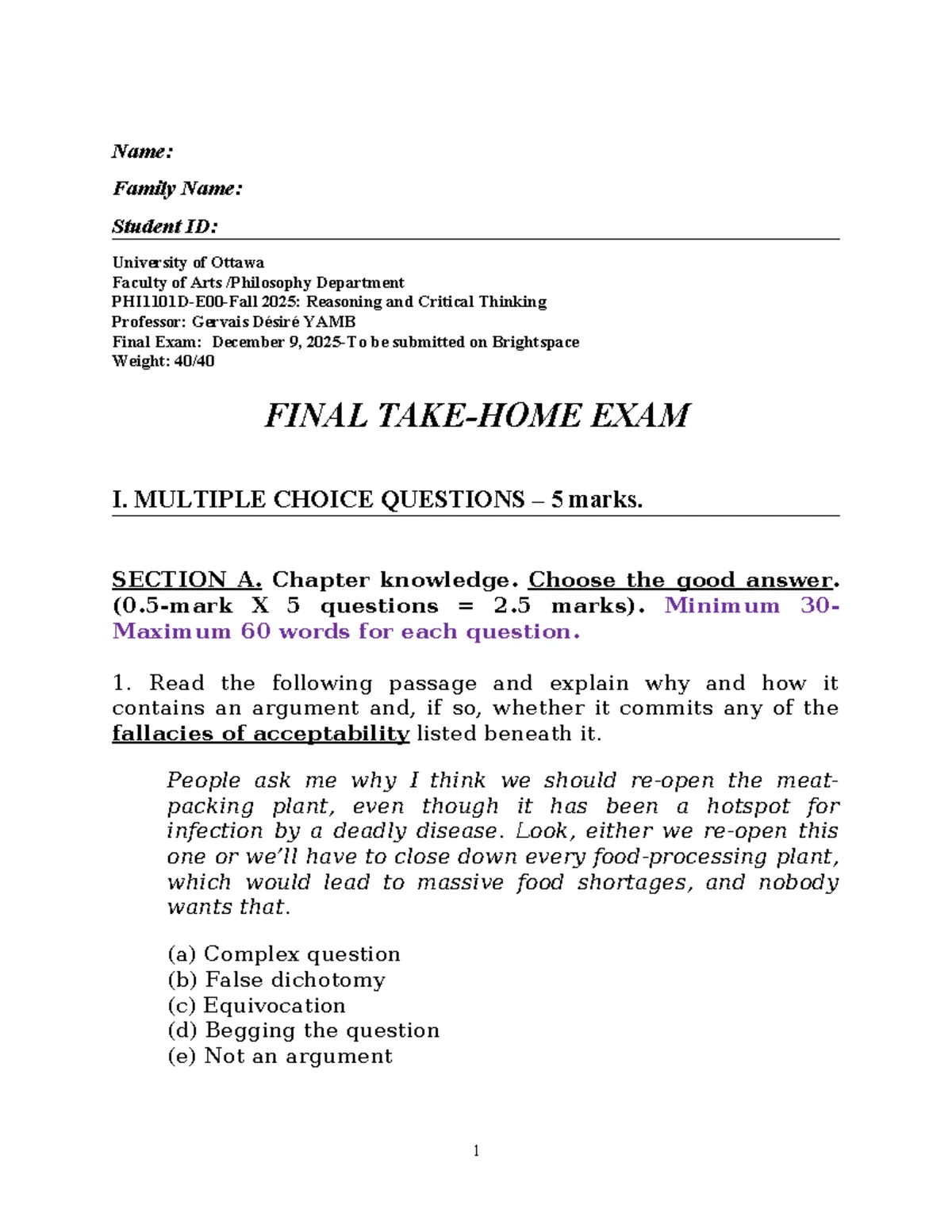 Identifying Premises and Conclusions: Exercise Answers - Studocu