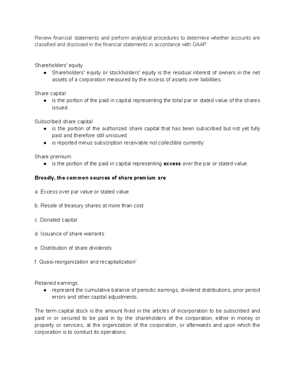 Shareholders' Equity: Notes for SHE - Understanding Capital and Rights ...