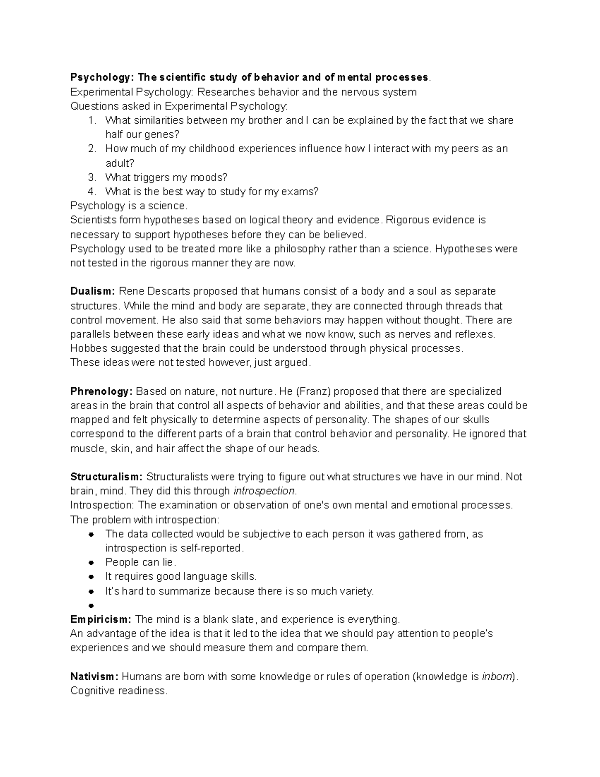 Psychology Lecture Notes - Psychology: The scientific study of behavior ...