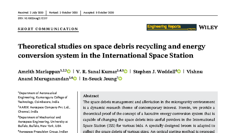 Theoretical Studies on Space Debris Recycling & Energy Conversion in ...
