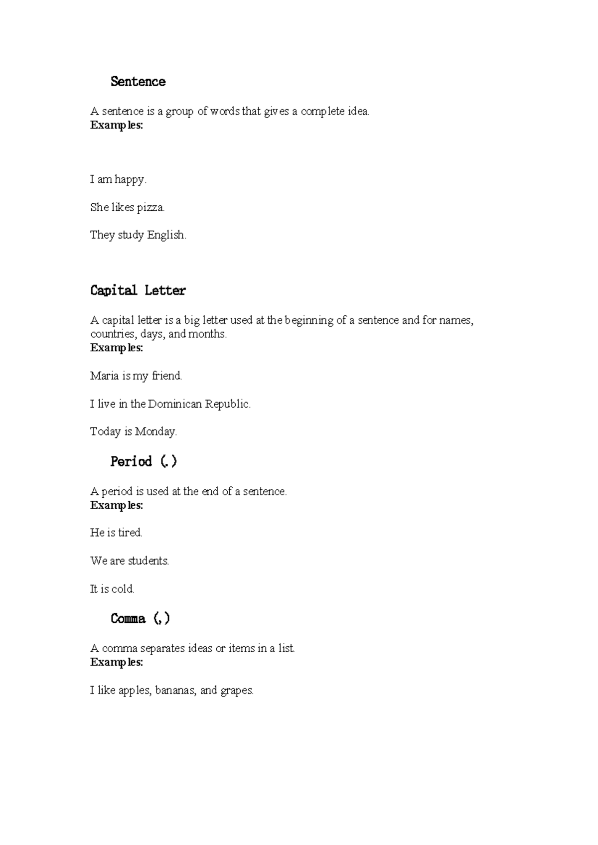 Grammar Exam Notes: Key Concepts and Examples - Studocu