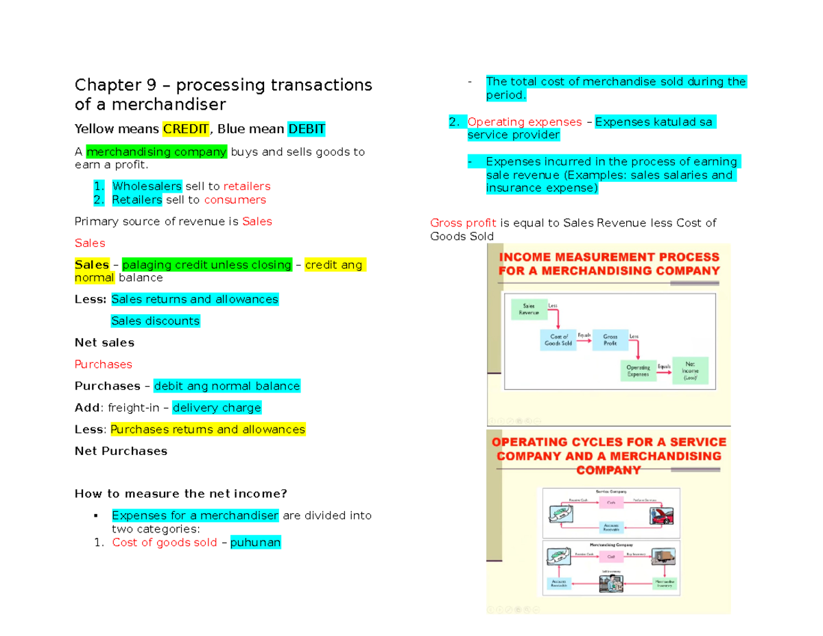 processing transactions of a merchandiser - Chapter 9 – processing ...