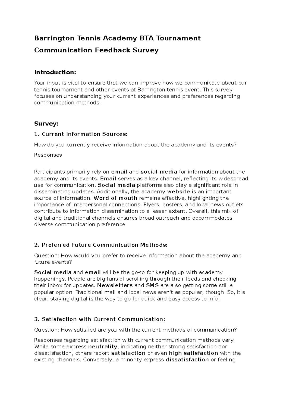 Barrington Tennis Academy BTA Tournament Survey form - Barrington ...