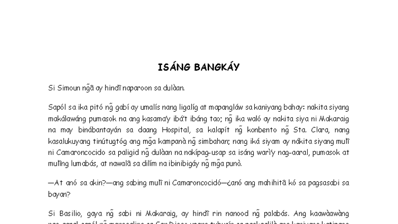 Kabanata 23 - Isang Bangkay: Pagsusuri sa El Filibusterismo - Studocu