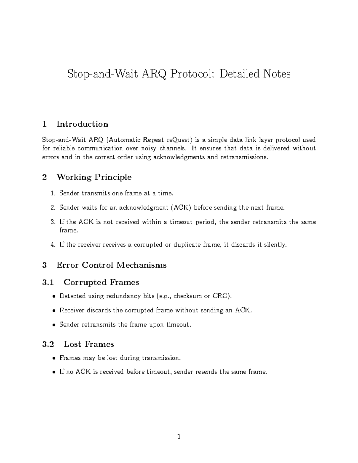 ARQ Protocol (Data Comm & Networking): Summary Notes - Studocu