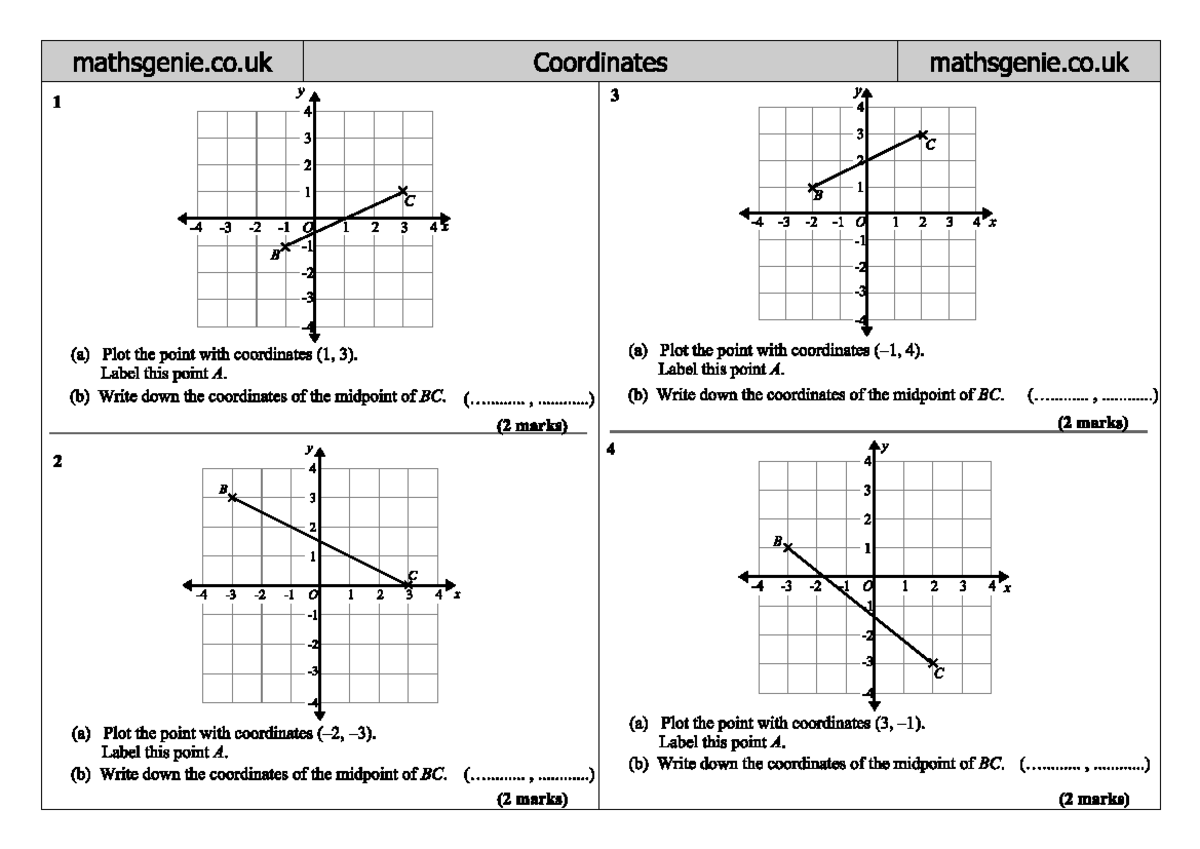 Maths Coordinates Practice - Midpoint & Plotting Points - Studocu