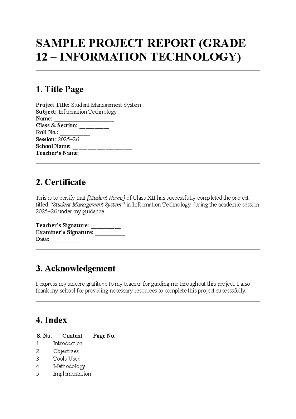 Grade 12 IT Project Report: Student Management System - Studocu