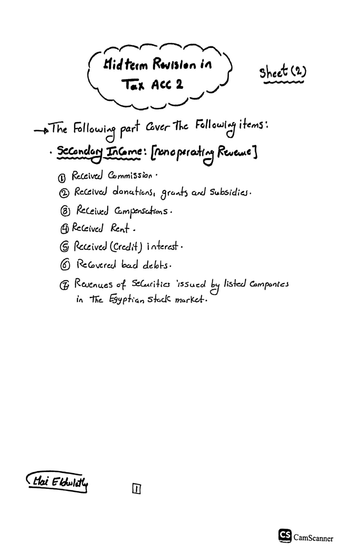 Midterm Revision Notes for ACC2: Taxation of Secondary Income Concepts ...