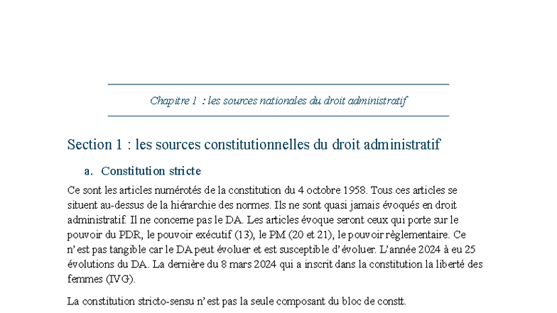 Chapitre 1 : Les Sources Constitutionnelles du Droit Administratif ...