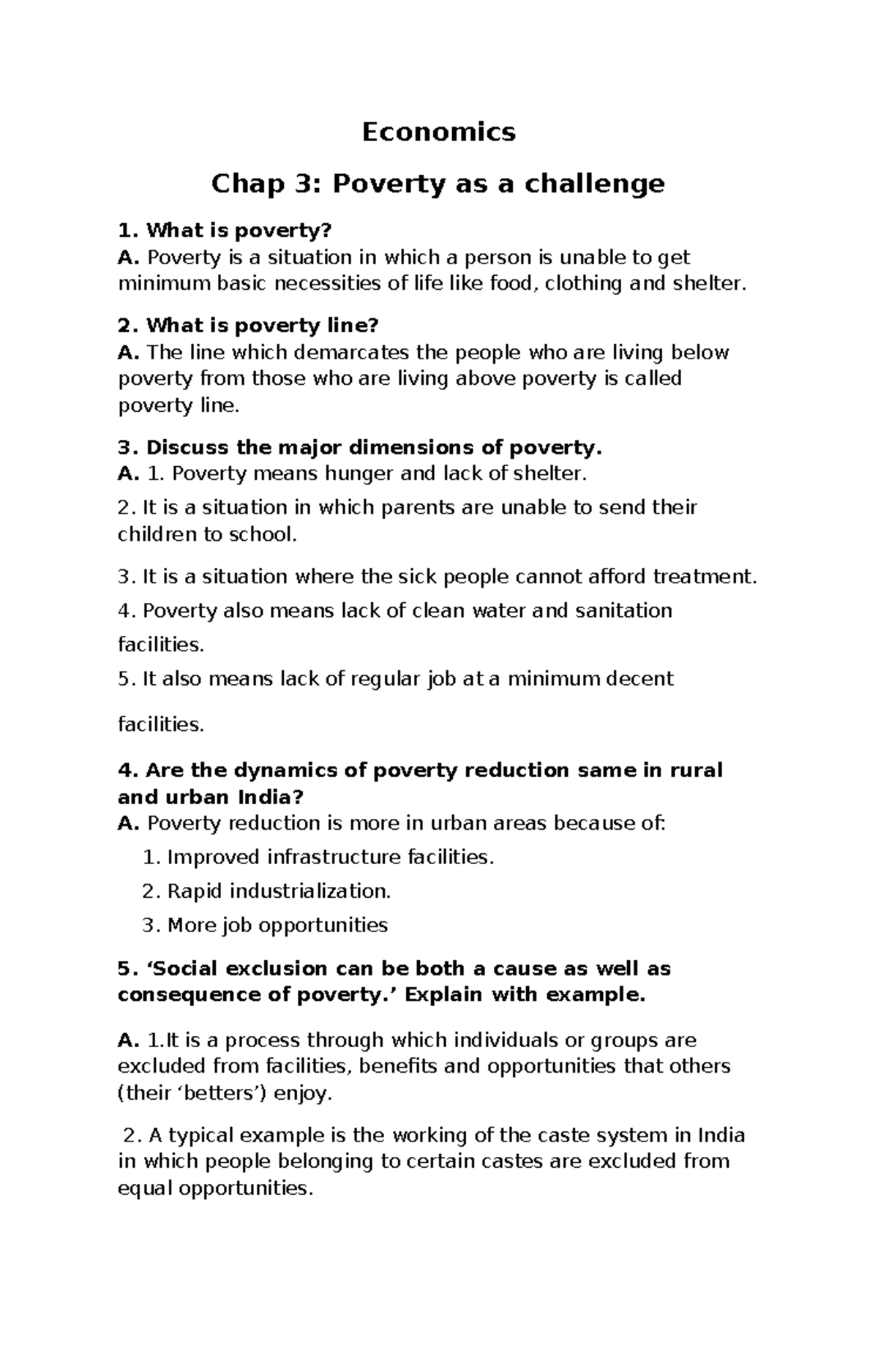 Economics 101: Chapter 3 - Poverty as a Challenge and Solutions - Studocu