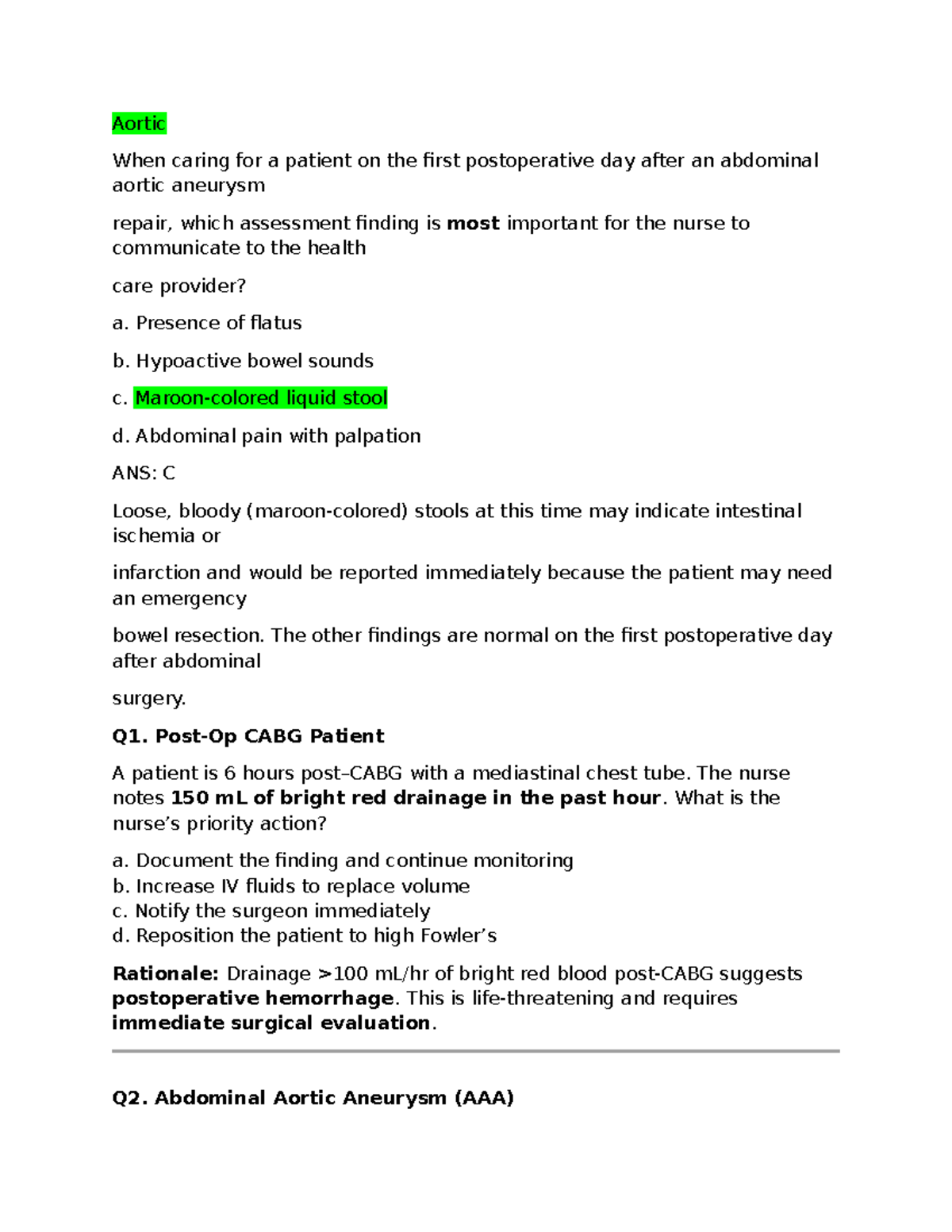 AH2 - Aortic Postoperative Care: Key Assessments and Interventions ...