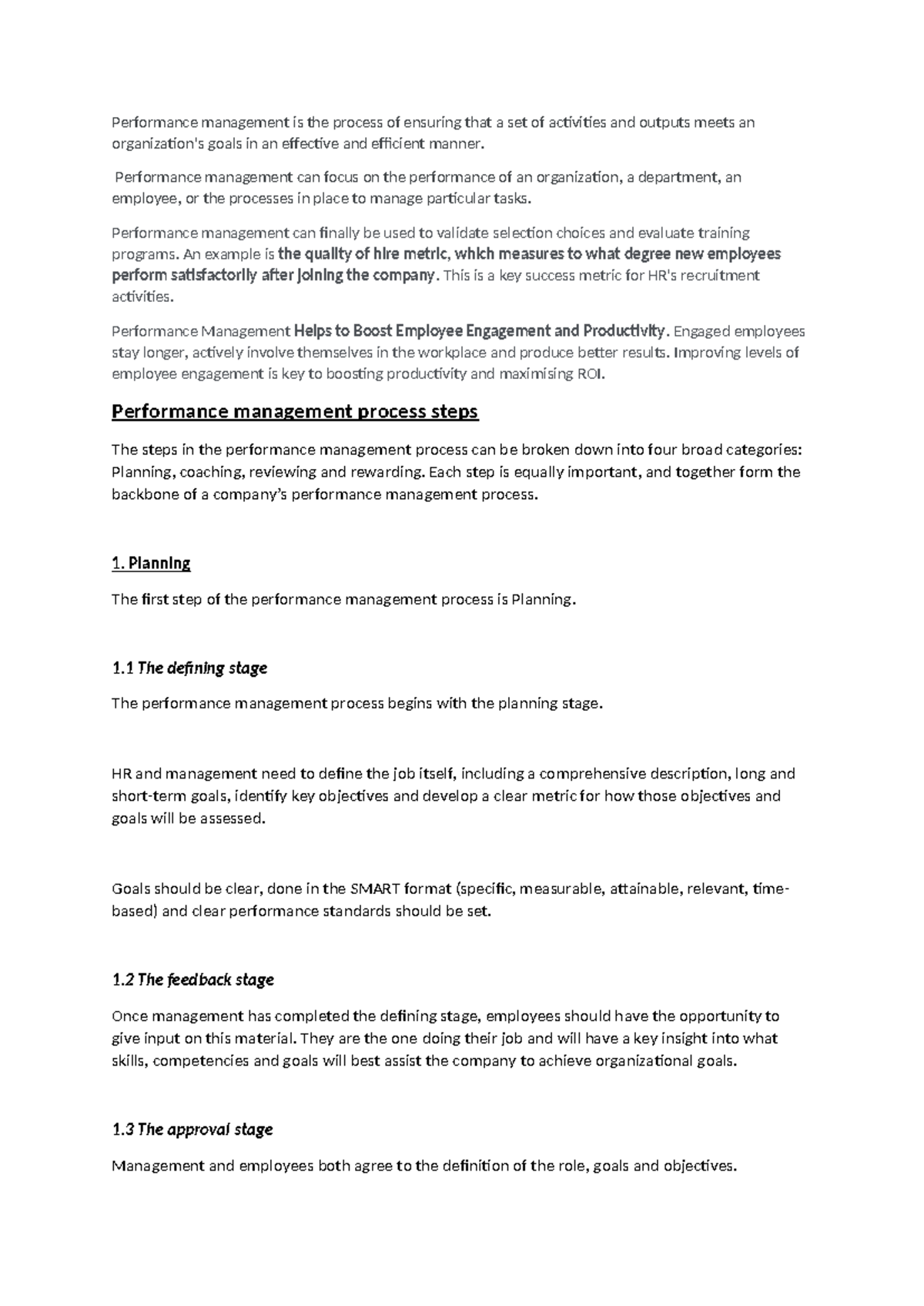 Performance Management Process Overview - Group Assignment - Studocu