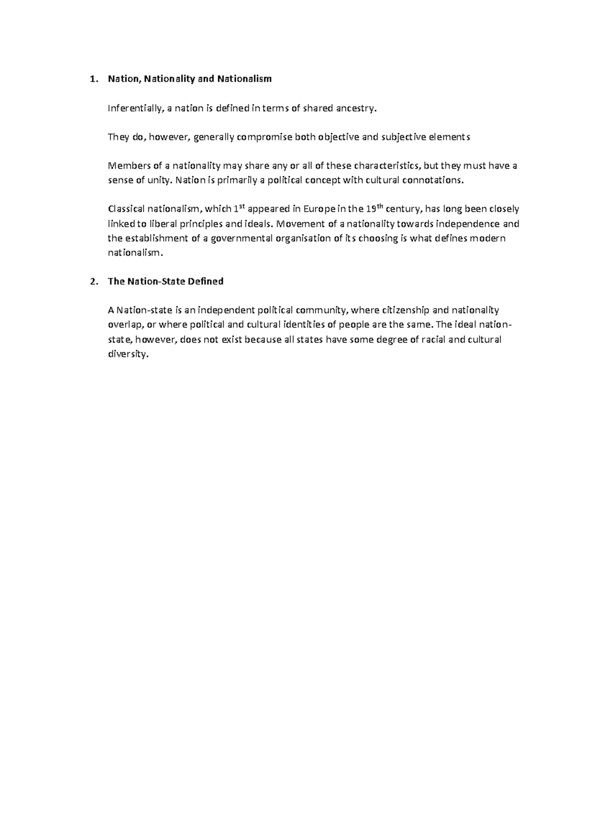 Unit 4: Understanding the Concept of Nation-State and Nationalism - Studocu