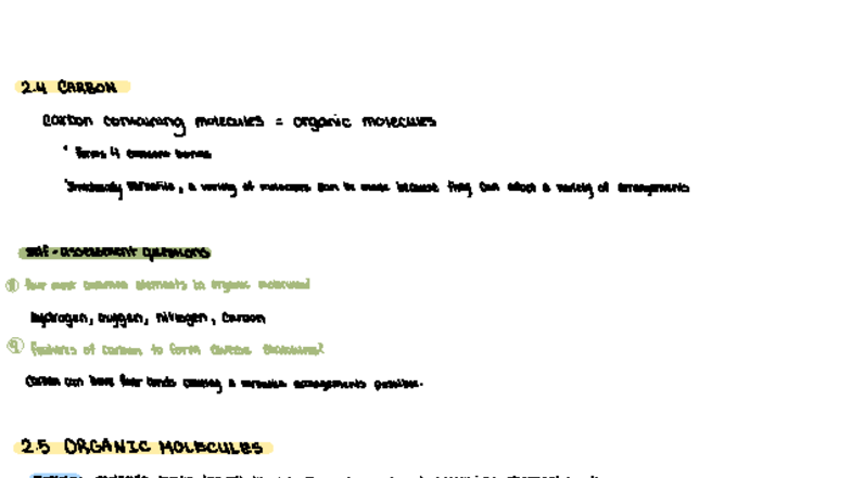 Bio 101: Chapter 2 - Organic Molecules and Their Structures - Studocu