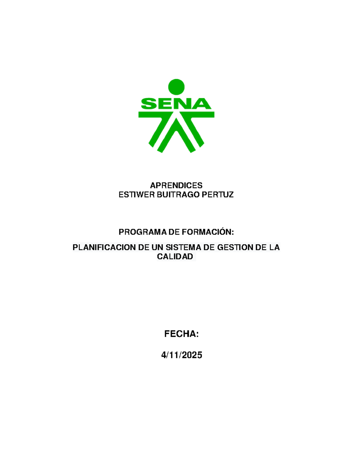 Evidencia AA1-Ev2: Planificación del SGC según ISO 9001:2015 - Studocu