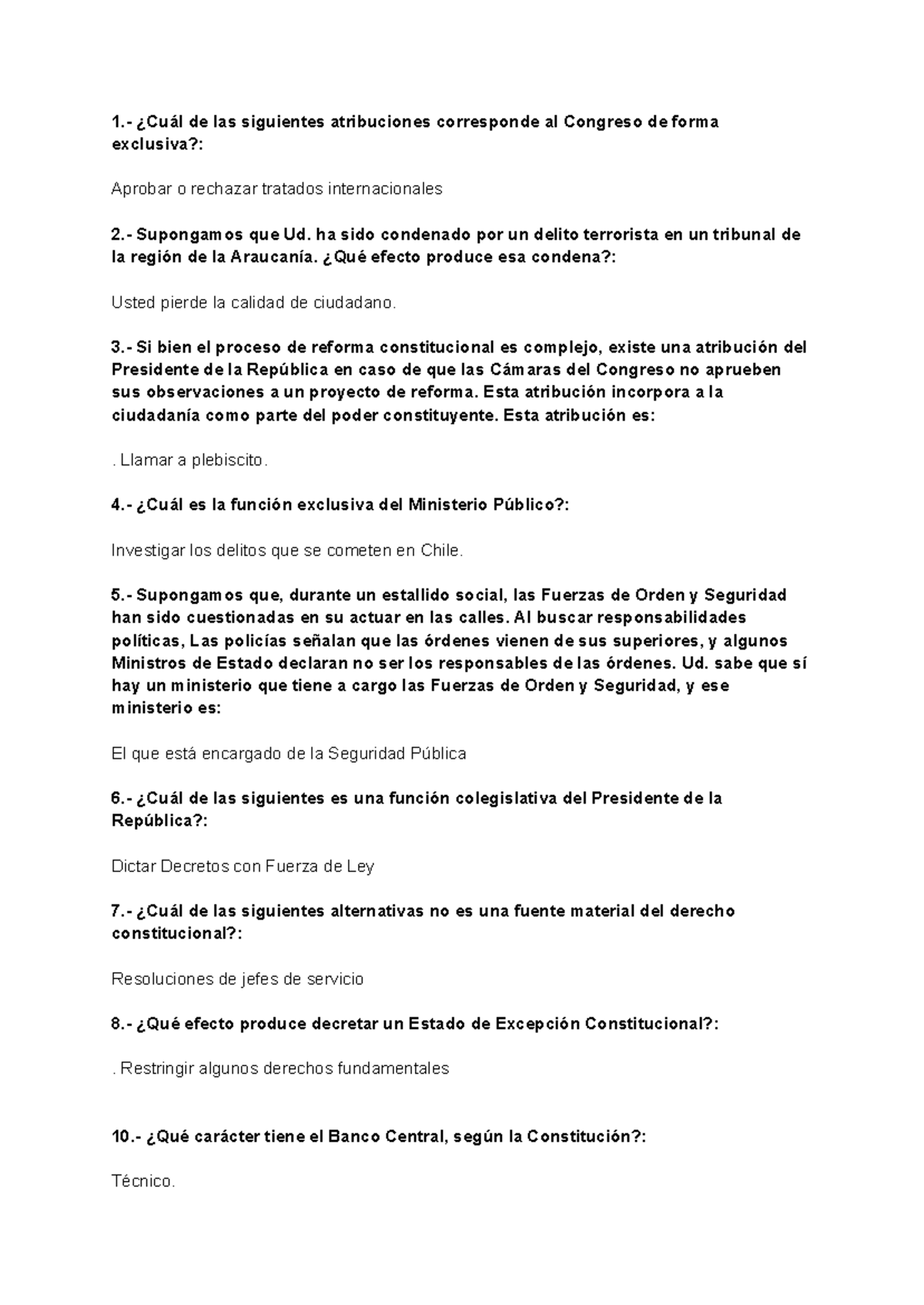 Cuestionario Final de Derecho Constitucional (DC-101) - Studocu
