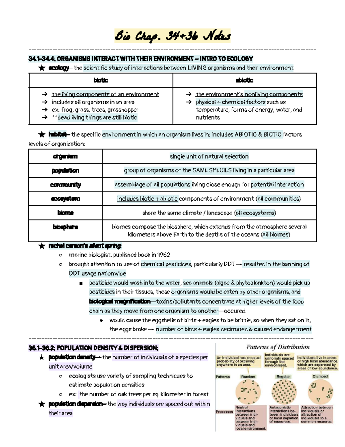 BIO 34+36: Notes on Organisms and Their Environmental Interactions ...