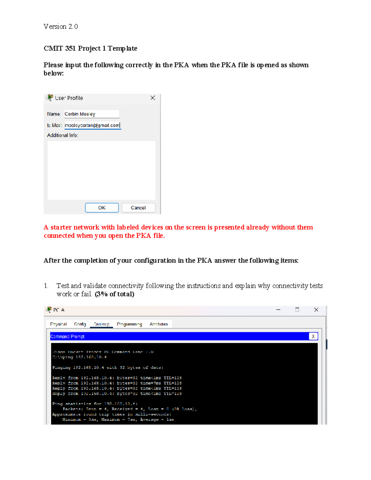 CMIT 351 Project 1 Template: PKA Configuration and Connectivity Tests ...